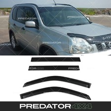 BLACK WIND DEFLECTORS DOOR WINDOW VISORS SET FOR NISSAN X-TRAIL T30 01-07
