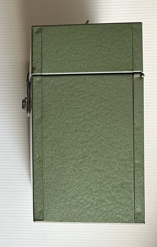 VINTAGE Metall TRAGBARE FEILENBOX • grün 12 1/2""Bx10""Hx5,5"" Climax Schloss KEIN SCHLÜSSEL - Bild 5 von 10