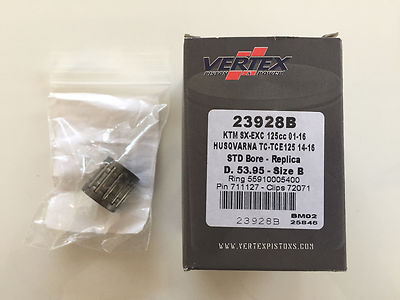 Vertex Piston Kit NEEDLE BEARING KTM SX EXC125 01-18,HUSABERG TE125 12-18 23928B