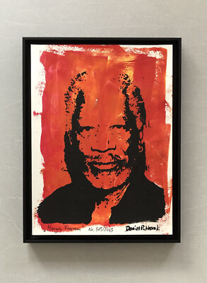 Moderne Abstrakte Figurative Kunst  Unikat  Gerahmt Portrait Morgan Freeman