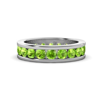 TriJewels Peridot Channel Set Eternity Ring 1/5 ctw 18K White