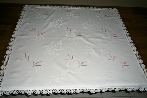 Super centrotavola damascato 106 cm / 106 cm fatto a mano ottimo shabby chic - Foto 10 di 12