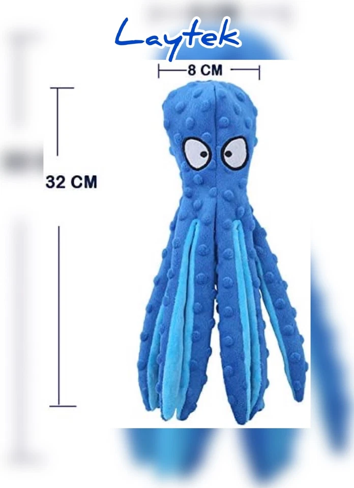 Juguetes para perros Laytek Squeaky Pulpo para perros de todos los tamaños, juguete de peluche de papel arrugado para perros Foto 2 de 4