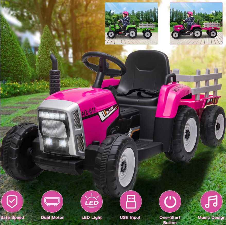 Power Wheels Pink Ride On Tractor 12V Electric Kids Ride On