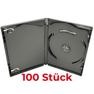 100 DVD Leerhüllen Hüllen Box Case 14mm mit Cover schwarz für 1 CD / DVD / BD