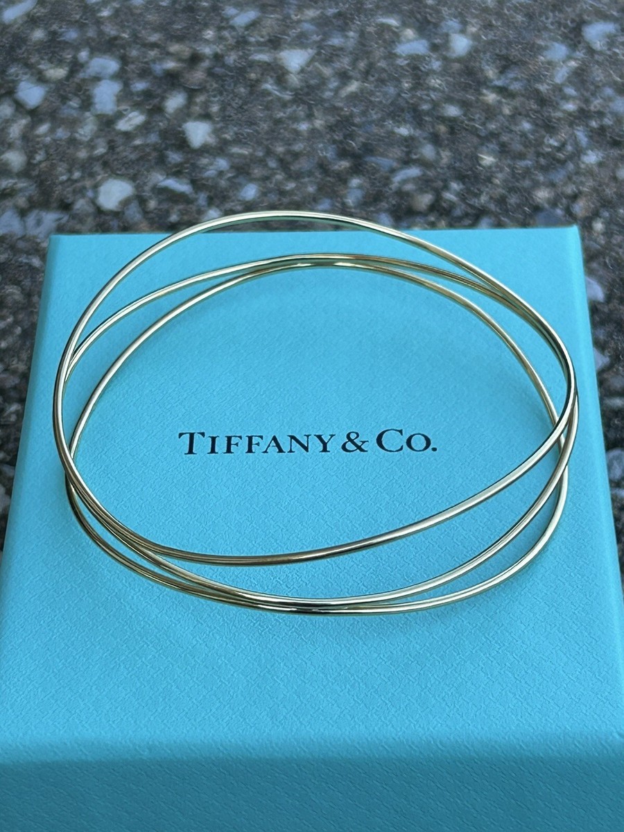 ティファニー Wave 3 Row Au750 ダイヤモンドバングル Tiffany & Co 18K Elsa Peretti Wave 3 Row Bangle Bracelet