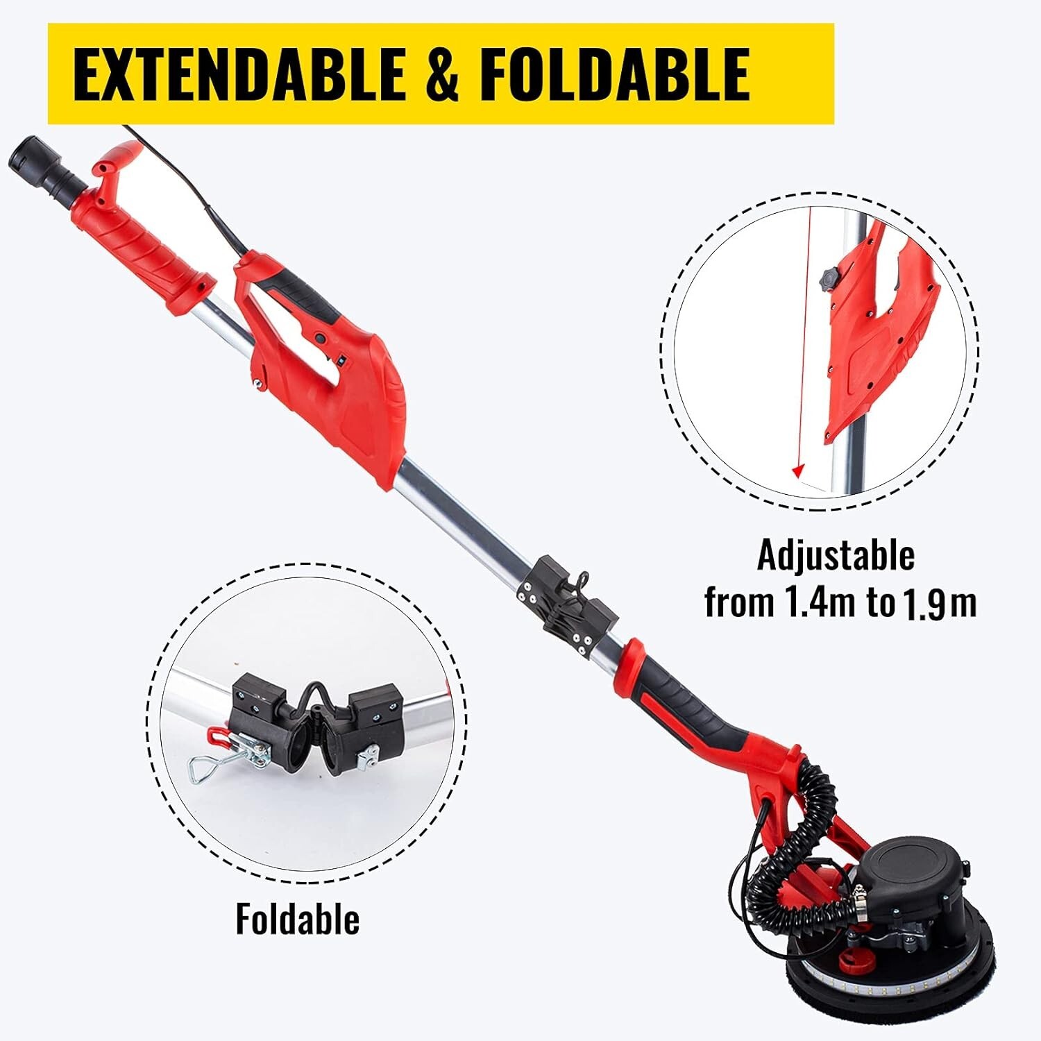 VEVOR Drywall Sander 850W, Electric Drywall Sander Variable Speed 800-1750 RPM