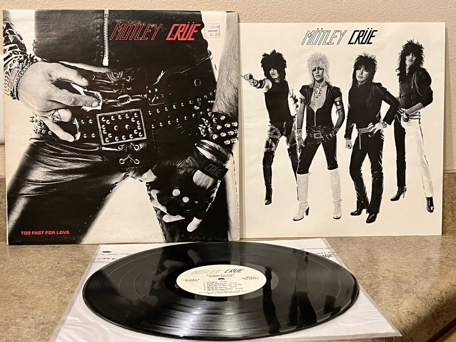 Motley Crue Too Fast For Love LP Vinyl Leathur LR/1281-2 Legit 2nd Press  Insert