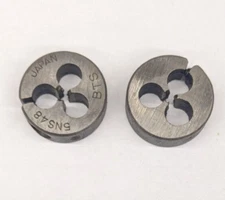 2 BTS 5-48 NS Round Dies 13/16" OD Screw Adjustable Die Carbon Steel Japan