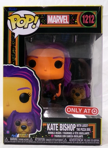 Funko Pop! Marvel 1212 Kate Bishop con Lucky the Pizza Dog Luz Negra Nuevo