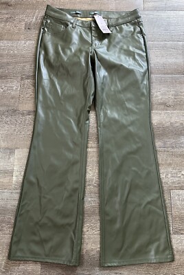 Target Women's Wild Fable Low Rise Flare Faux Leather Green Size 00 New |  eBay