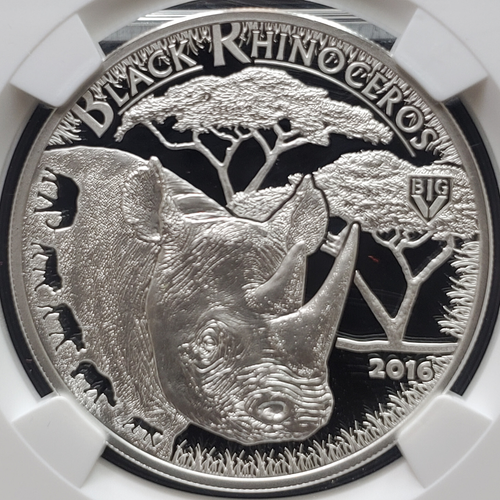 2016 Tanzania Black Rhinoceros-High Relief 1oz .999 Fine Silver-NGC PF 70 UCAM