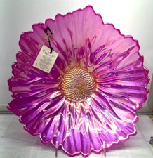 AKCAM Pink Luster Floral Decorative Bowl Plate Turkey Iridescent 10.5" New