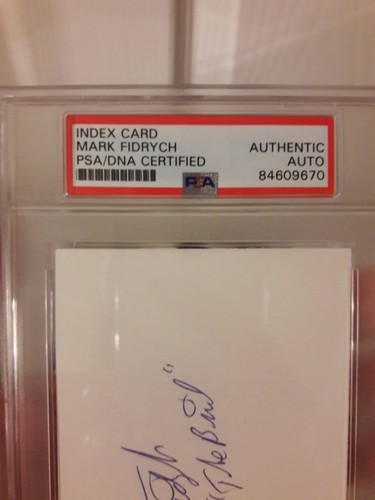 MARK FIDRYCH SIGNED INDEX CARD PSA/DNA SLABBED W THE BIRD INSCRIPTION TIGERS - Picture 4 of 6