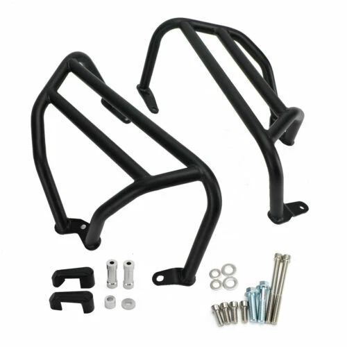 Schwarze Motorrad-Sturzbügel aus Edelstahl