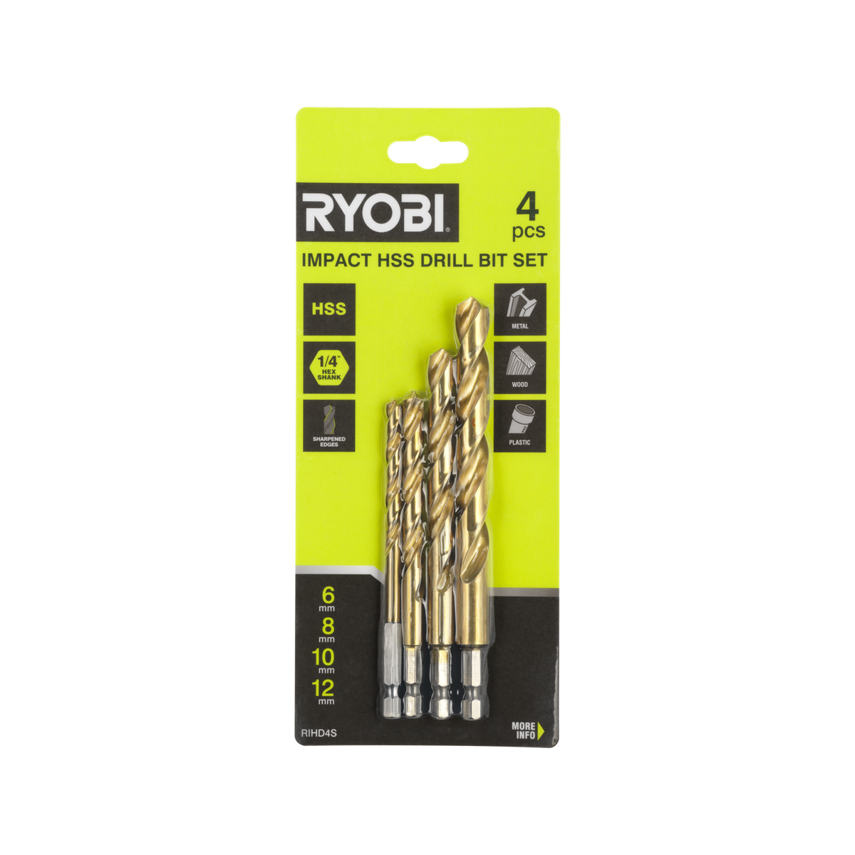Ryobi Piece Impact HSS Drill Bit Set Workshop Hardware Power