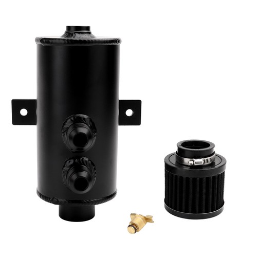 Aluminum AN10 10AN Oil Catch Can Reservoir Tank Breather Filter Baffled Kit - Picture 10 of 12