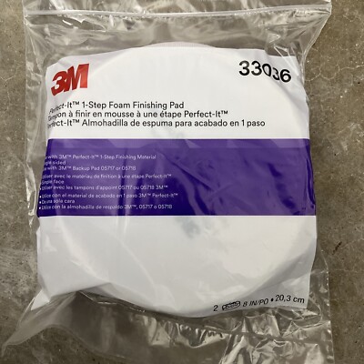 3M Perfect-It 1-Step Foam Finishing Pad, 33036, 8 in, Hook-it, 2 Pads Set