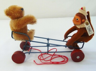 STEIFF WIPPE (WIPPE-TOTTER) MIT AFFE REPLIKA 1924, 24 CM, MUSEALE SAMMLUNG