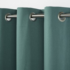 B&Q Taowa Blue-Green Teal Plain Unlined Single Ring Top Eyelet Curtain Panel X1