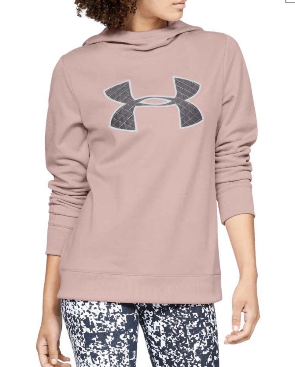 Under Armour Women Big Logo Performance Fleece Hoodie Blush Pink Size Small