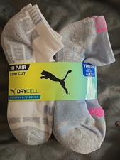 PUMA Youth Low Cut Socks 10 Pair Size Shoe 4-9.5 Dry Cell Moisture Wicking