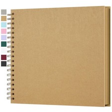 10 x 10 Inch DIY Scrapbook Photo Album Hardcover Kraft Blank Page Acid-Free 4...