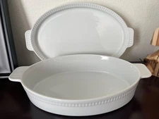 Better Homes & Gardens 11.25" White Oval Bakeware Dish Set w/Lid or Platter
