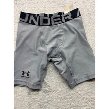 Under Armour Boys Youth M HeatGear Compression Shorts Gray Black 1355635-090