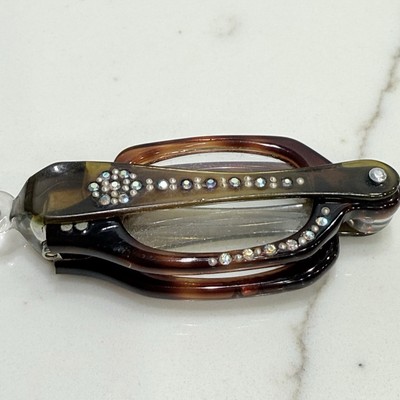 1950s Faux Tortoise Shell Rhinestone Accents Folding Opera  display picture 1