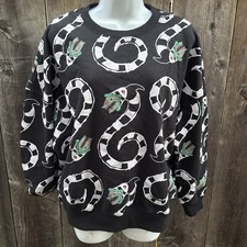 BEETLEJUICE Black White Green SANDWORM Long Sleeve Sweatshirt Unisex M