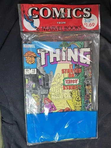 $1 VINTAGE COMICS MARVEL UNOPENED MULTIPACK THE THING NEW MUTANTS +1