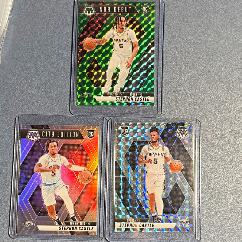 Mosaic 2024-25 Stephon Castle Spurs RC Lot 3 #236 #267 #290 2 Silver & 1 Blue M