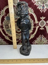 Vintage African Wood Carving Depicting A Shackled Slave