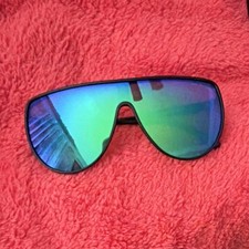 Shield Mirrored Sunglasses Black Plastic Frame Multicolor Lens Men's Sports
