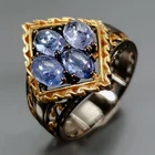 Handmade Natural Tanzanite Ring 925 Sterling Silver Size 8 /R468971
