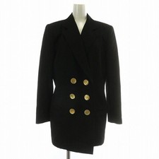 Christian Dior Vintage Blazer Jacket Size 11 L Wool Black Double Breasted