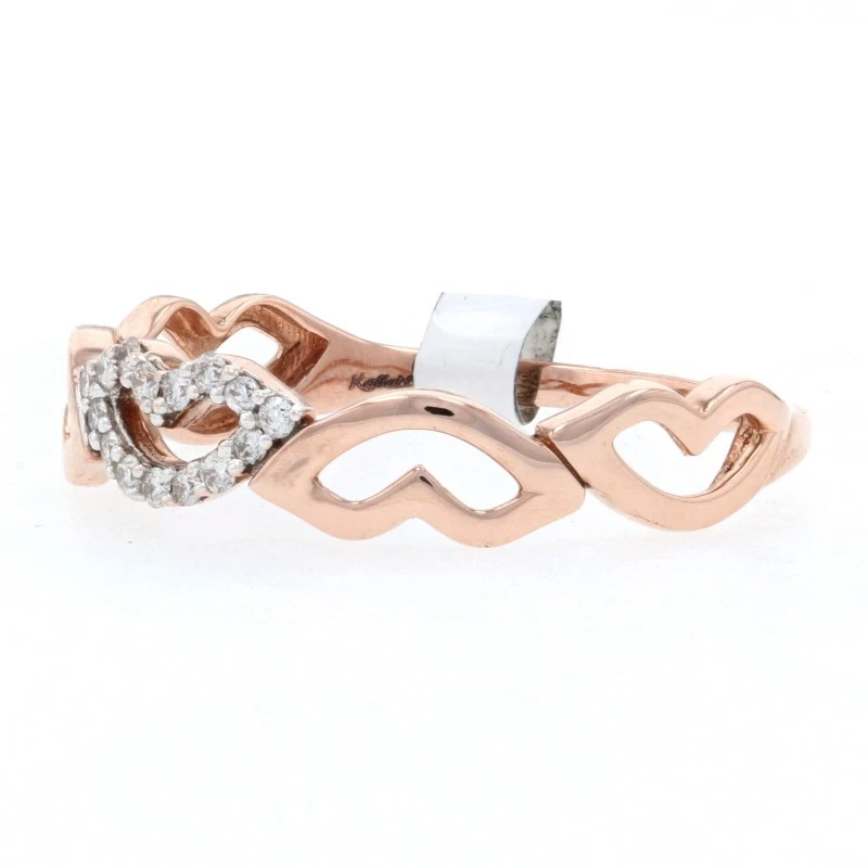 Kallati Diamond Kisses Band - Rose Gold 9k Round Brilliant .10ctw Love Ring - Image 3 of 4