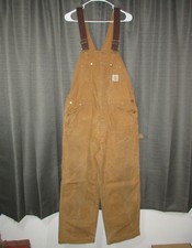 Vintage Carhartt Overalls Mens 38x30 Brown Duck Bib Double Knee 6FB  USA