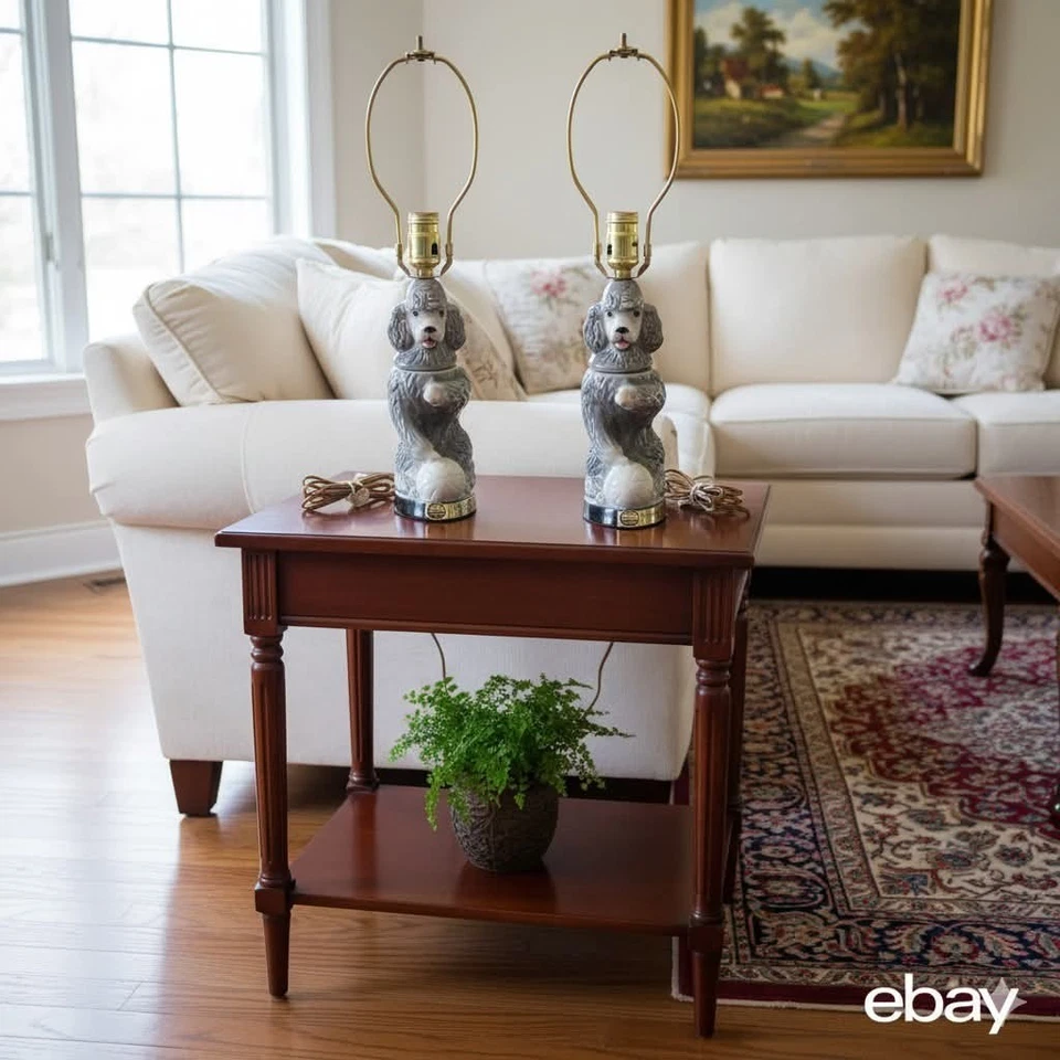 Vintage 1962 Pair of Jim Beam Poodle Decanter Lamps - Regal China Mid Century... - Image 2 of 4