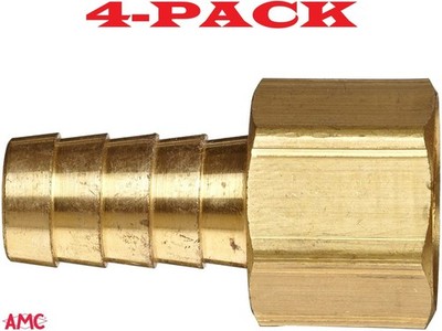 4-PACK! 1/8'' Barb x 1/8 NPT FEMALE Brass Hose Fitting Anderson Metals 57002-0202