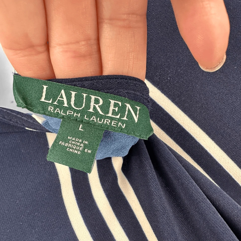 Новый без ценников женский комбинезон с искусственным запахом Lauren Ralph Lauren веревочный ремень темно-синяя полоса большой размер - Изображение 3 из 4