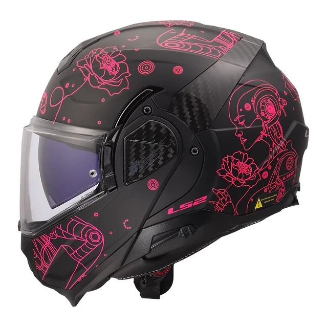 CASCO MOTO MODULAR LS2 ADVANCE II + PARASOL SOPHIA ROSA MATE GRANDE Foto 3 de 4