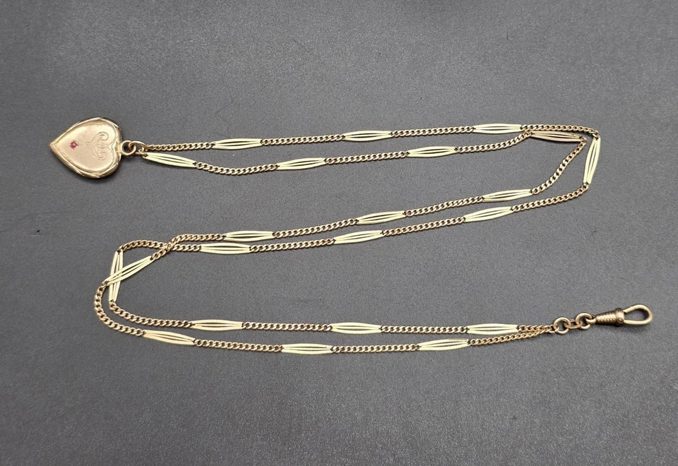 Antiguo Art Deco largo Sautoir/cadena de reloj de bolsillo/Francia/A.M. Charnier/c1920s Foto 2 de 4