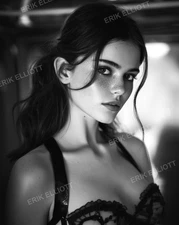 8x10 Art Print Photo Brunette Model Picture Gorgeous Woman Portrait Black White