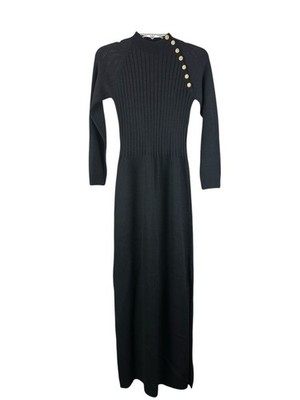 St. John Santana Knit Womens Maxi Dress Sz P Ribbed Old Money Quiet Luxury