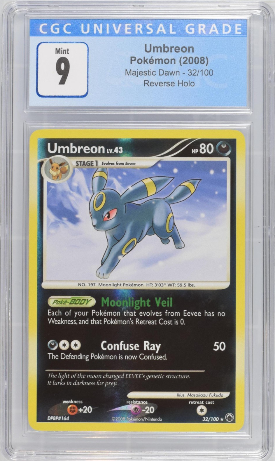 Pokemon Umbreon Majestic Dawn Reverse Holo Rare #32 CGC 9 Mint