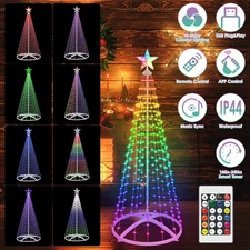 6ft LED Cone Christmas Tree Outdoor RGB Smart Light Show with App & Music Sync