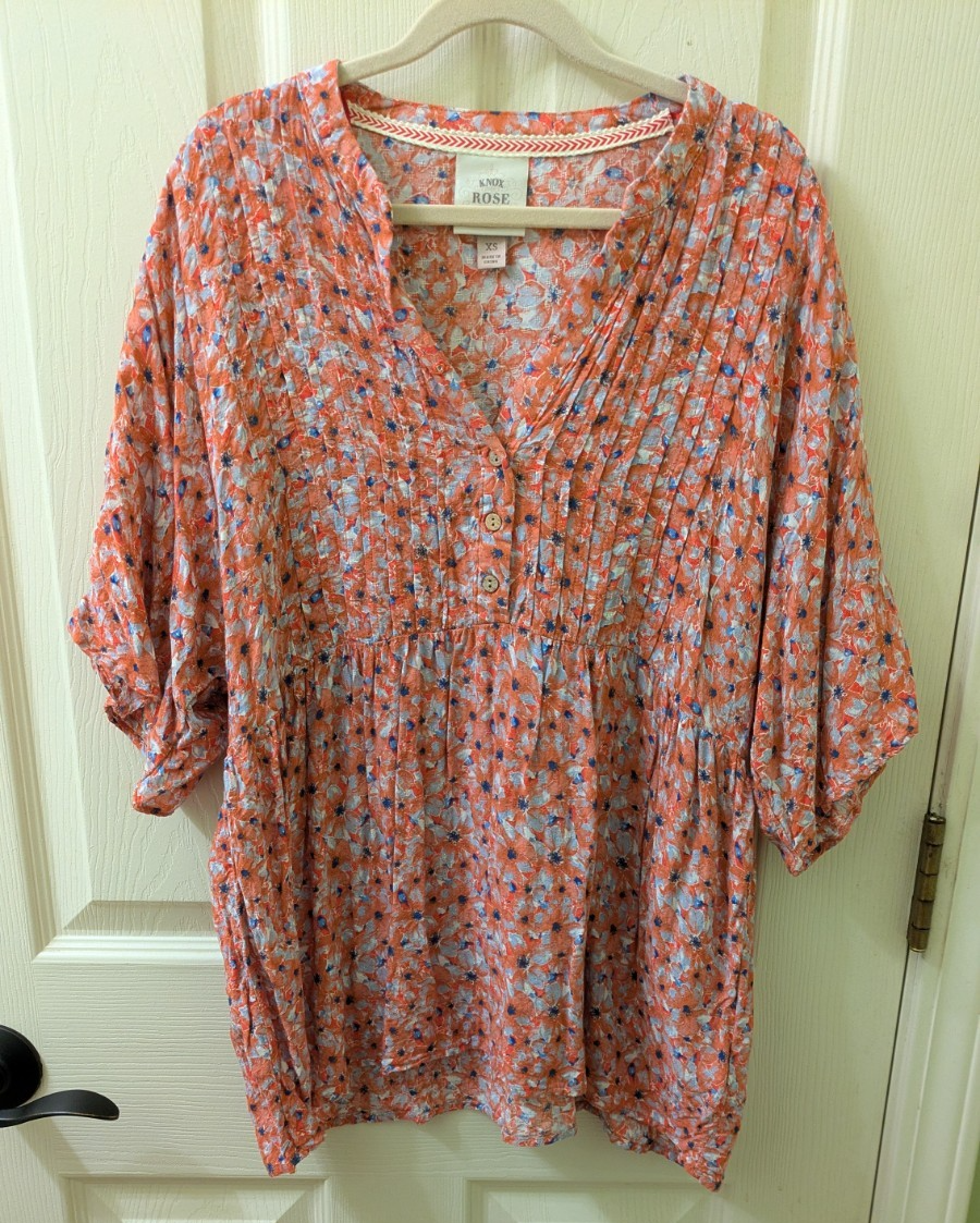 Knox Rose Floral Peasant Blouse Women's XS Lightweight Boho Style