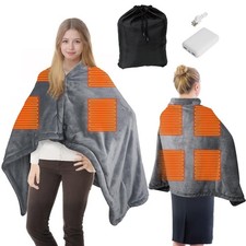 Cordless Heated Blanket with 10000mAh Power Bank, USB Battery Operated Electr...